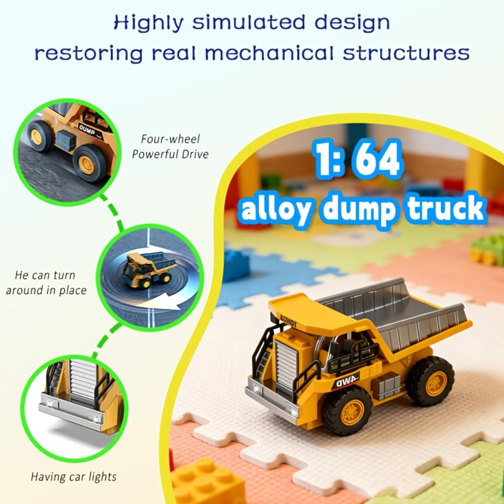 RC Construction Vehicle Toy 2.4GHz Remote Control Excavator Bulldozer Loader with Alloy Metal Cover Lights & Sound Effects – Crawler Tractor Truck for Boys Ages 8+ Birthday Christmas Gift