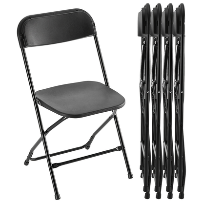 Commercial Folding Chairs Stackable – 350lb Heavy Duty Steel Frame, Weather Resistant Plastic, Indoor & Outdoor Event Seating – White or Black, 4 to 20 Pack for Weddings & Parties