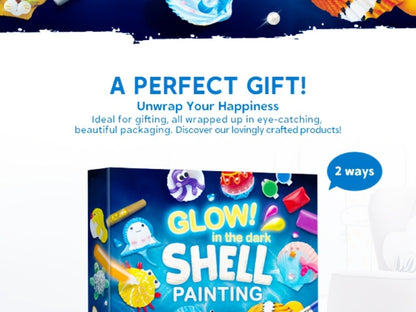 Glow in the Dark Seashell Painting Kit for Kids – 12 Real Sea Shells with Non-Toxic Acrylic Paints & Brushes, Ocean STEM Arts and Crafts for Boys Girls Ages 6-12