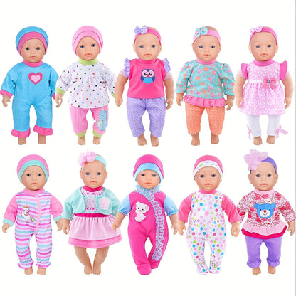 Baby Doll Clothes Set 10 Outfits for 10 12 14 Inch Newborn Dolls Unique Designs Easy On Off Doll Clothing Pack No Doll Included Birthday Christmas Gift for Kids Ages 3+