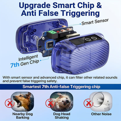 Anti Bark Collar Rechargeable with Shock Beep & Vibration – Automatic No Bark Collar with 8 Sensitivity Levels for Medium Large Dogs
