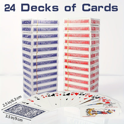 Premium Playing Cards Bulk Pack 6/12/24 Decks – Standard Index 2.5x3.5 Inch Durable Coated Cardstock, Blue & Red Decks for Poker Euchre Canasta Family Game Night Parties & Gifts