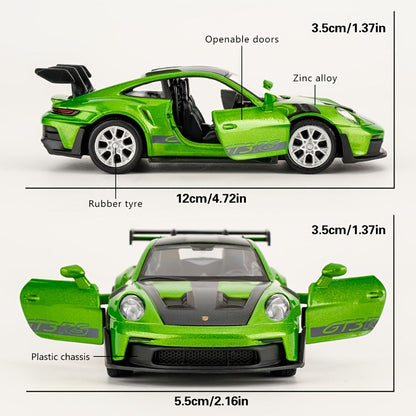 Porsche 911 Die-Cast Collectible Model for Adults – High-Detail Zinc Alloy Display Car for Home Decor Exhibitions – Birthday Christmas Gift for Car Lovers Blue White Grey Green