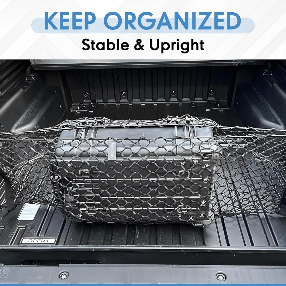 Truck Bed Cargo Net Elastic Mesh Organizer with Hooks Heavy Duty Bungee Net for Pickup Truck Bed Cargo Management Grocery Storage Secure Haul