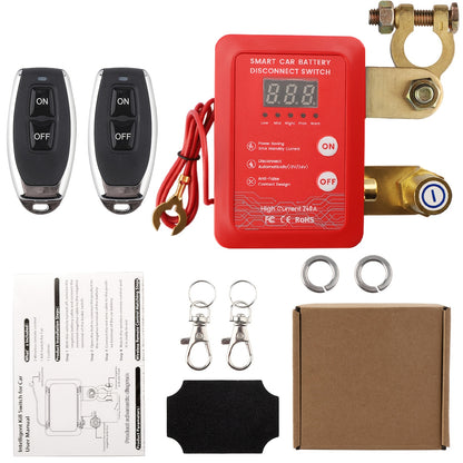 Remote Battery Disconnect Switch 240A 12V/24V – Wireless Kill Switch with Digital Display & Auto Power Shut-Off for Car, Truck, Boat – Magnetic Latching, 500A Instantaneous, Anti-False Contact