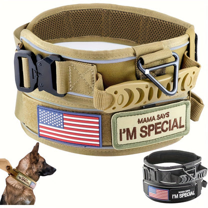 Tactical Dog Collar with Handle & Reflective Stitching – 2.6" Heavy Duty Nylon Collar for Medium & Large Dogs | M, L, XL