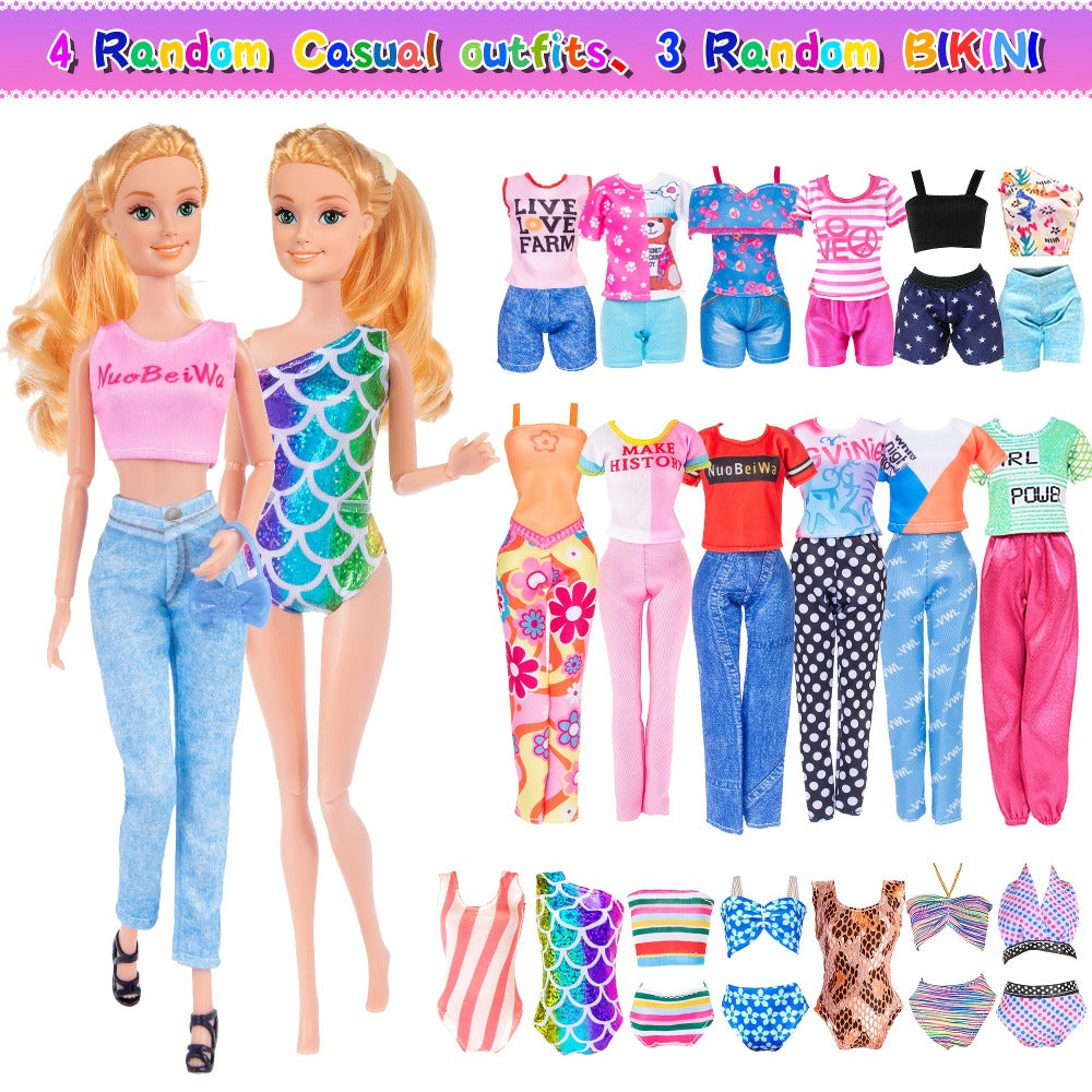 50Pcs Barbie Doll Clothes and Accessories Set for 11.5 Inch Fashion Dolls – Fur Coat Princess Dresses Outfits Shoes Crowns Necklaces Bikini & More, Girls Birthday Christmas Gift Ages 3+ No Doll Included
