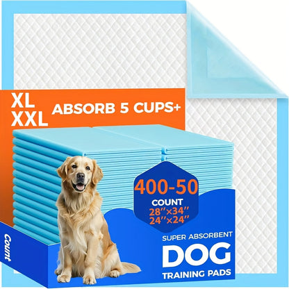 Puppy Pads XXL & XL Super Absorbent – Leak-Proof & Odor-Resistant Pet Training Pads for Potty Training & Accident Management, Home Use, 50 / 100 / 200 Count (23.62" or 28x34 Inch)