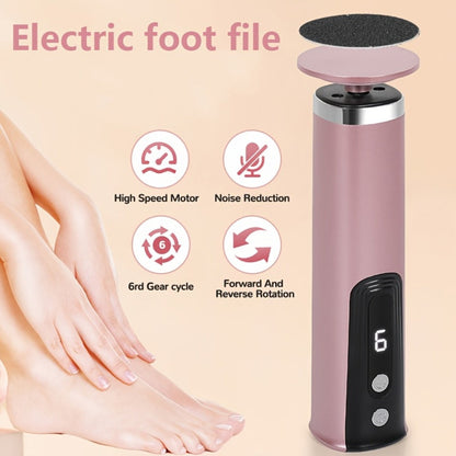 Rechargeable Electric Foot File & Callus Remover 2-in-1 with 2 Sanding Heads & 10 Replacement Sandpaper Pads Adjustable Speed USB Portable Pedicure Tool for Dry Dead Skin Cracked Heels Women Pink