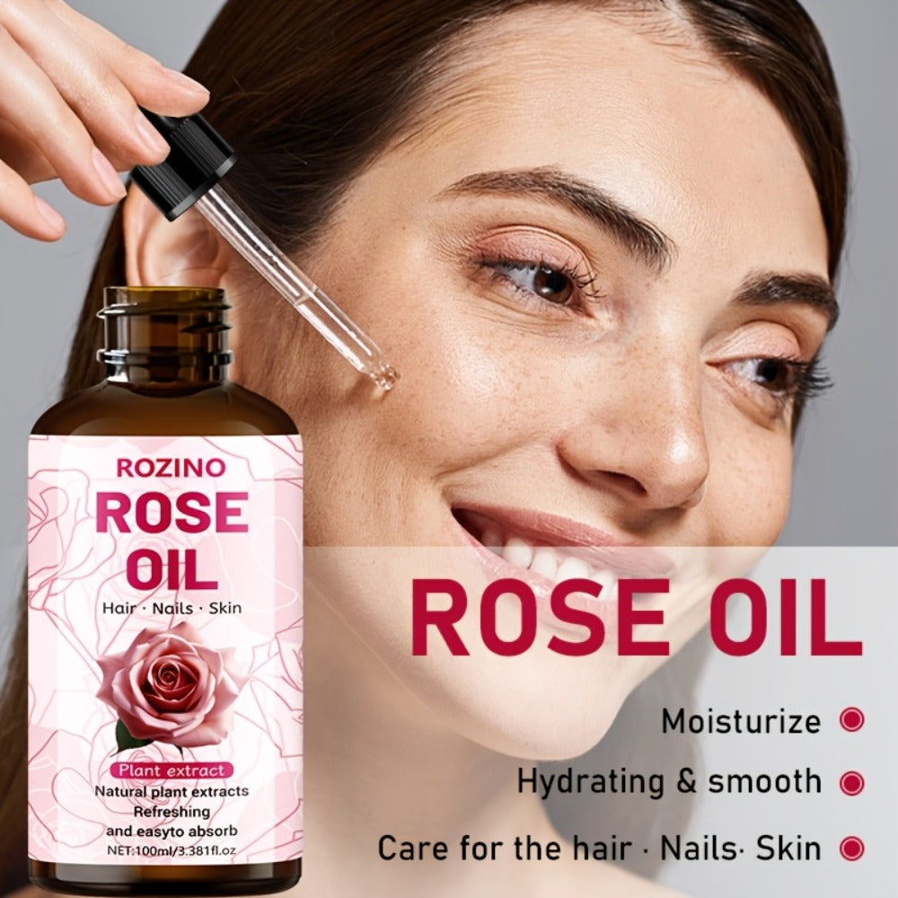 Rose Essential Oil Pure for Massage, Aromatherapy & Skin Care — Multipurpose Body, Hair, Nail & Lash Oil, Unisex Relaxation Gift, 100ml or 3pcs×3.38oz Value Pack