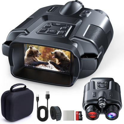 Night Vision Infrared Binoculars 4X Optical 8X Digital Zoom 3.2" LCD