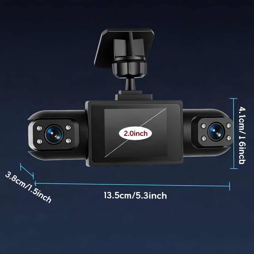 Four-camera HD Dash Cam | 360° View + 3.6-inch Screen, Infrared Night Vision with Dynamic Lock Exposure, Loop Recording, Collision Lock, And Parking Detection