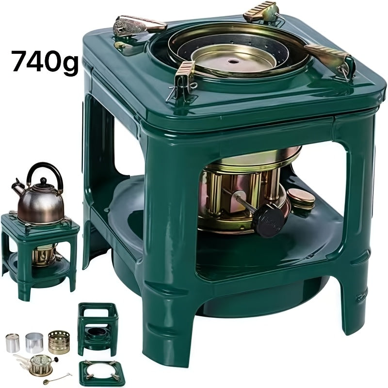 Portable Kerosene Paraffin Camping Stove Outdoor Heater Adjustable Flame Lightweight Military Green Stove for Camping Picnic Barbecue Backpacking Survival Emergency