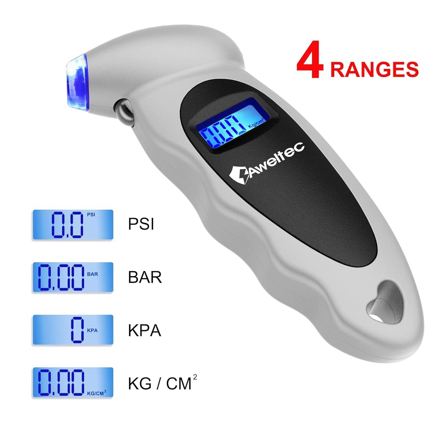 Digital Tire Pressure Gauge 2-Pack 150 PSI - Backlit LCD, 4 Modes PSI/Bar/KPA/Kgf, Non-Slip Grip for Car, Truck, Motorcycle & Bicycle