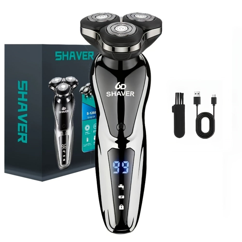 Electric Shaver for Men 3D Floating Blade 3-in-1 Beard Trimmer Digital Display USB Rechargeable Portable Grooming Kit Standalone 3-in-1 or 4-in-1 Set