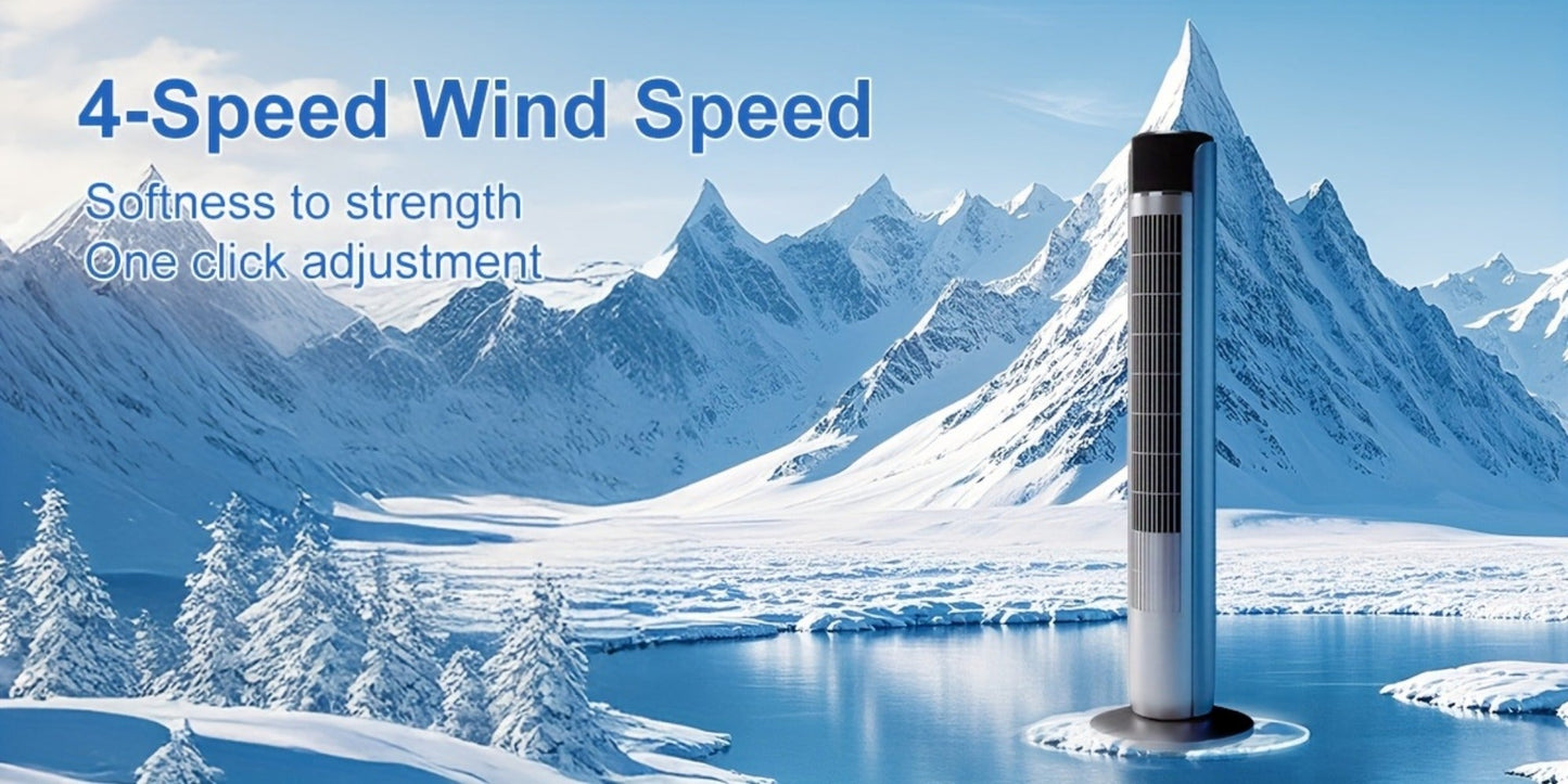 Bladeless Tower Fan 36 Inch | Remote Control, 5-Speed Settings & 4 Operating Modes, Whisper-Quiet 28dB, 12-Hour Timer, Oscillating Standing Fan for Home, Bedroom & Office – Titanium Gray & Black