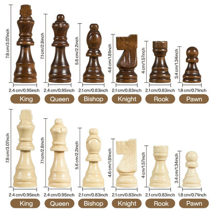Magnetic Wooden Chess Set 15 Inch – Folding Portable Chessboard with Handmade Pieces, Tournament & Travel Chess Game for Adults Kids Beginners, Birthday Christmas Gift