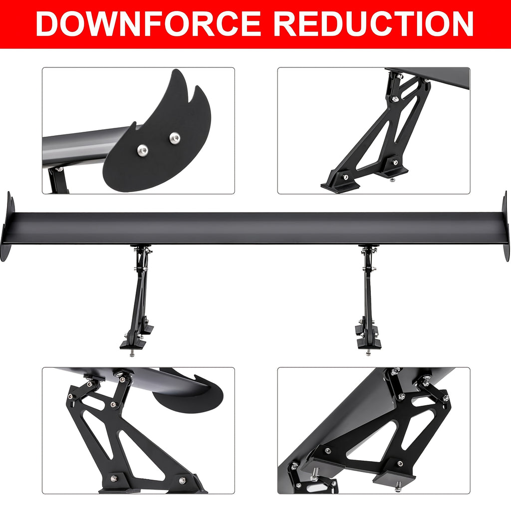 43.3-Inch Enhanced Wing Spoiler Universal Adjustable GT GTR Style Rear Sport Spoiler for 99% of Sedan Vehicles, Tuning Additions Trim Tail Air Deflector Dam Trunk Lip in Glossy Black Or Carbon Style Decoration