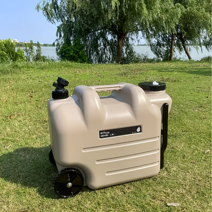 Portable Water Tank with Wheels 7.4 Gallon – Large Capacity Durable PE Square Water Container Jug for Camping, Hiking, Picnics & Outdoor Use – Khaki, Green, White, Black