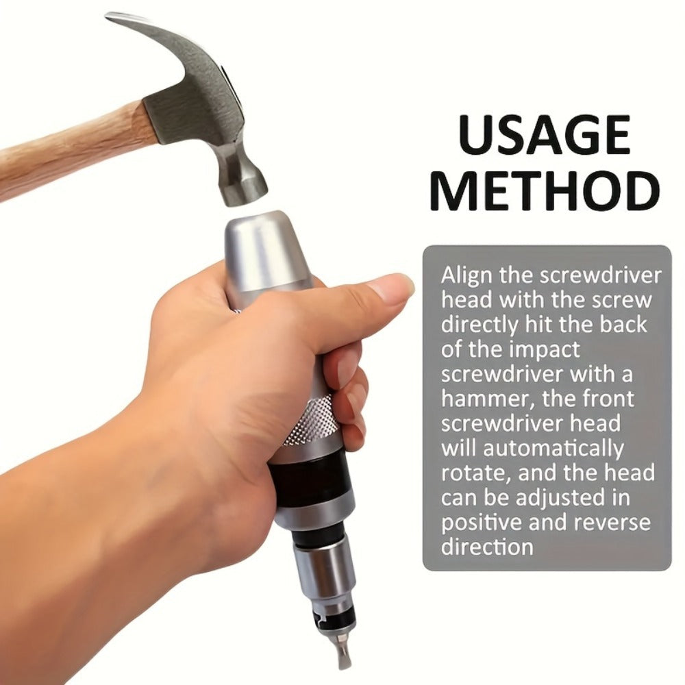 Impact Screwdriver Set 13-Piece – Shock Screw Bits, Chisel Bits & Screw Extractor Remover Kit, Multifunctional Metal Shock Driver Tool Set for Stripped Screw Repair & DIY Use