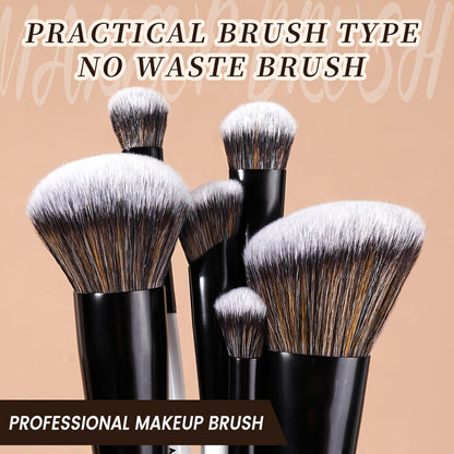 Double-Ended Makeup Brush Set 10PCS with Cosmetic Bag – Soft Nylon Bristles Dual-Ended Blush Eyeshadow Face Brushes Professional Kit for Beginners & Pros Women