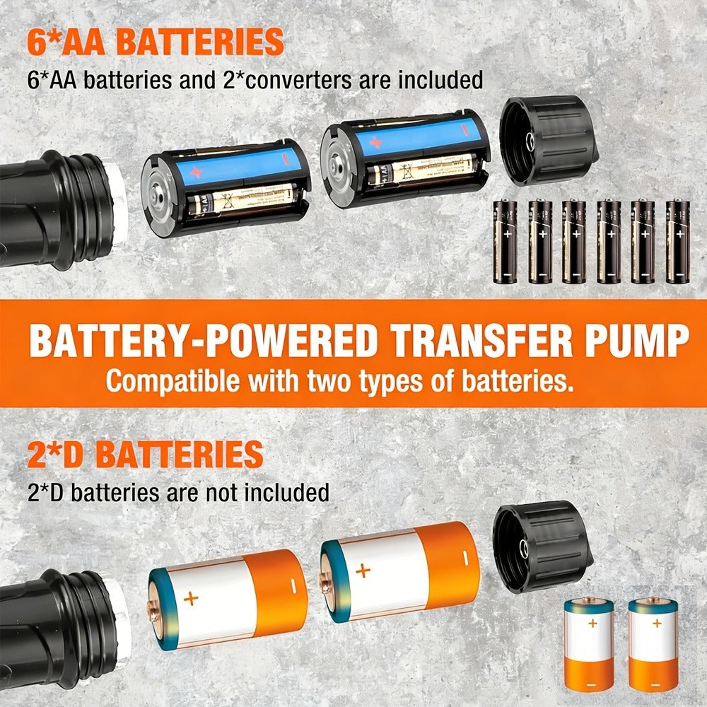 Battery Powered Fuel Transfer Pump 2.4 GPM Portable Gas Transfer Pump with Flow Control Nozzle for Gasoline Oil Diesel 1.3" Straw Corrosion Resistant Filter Design