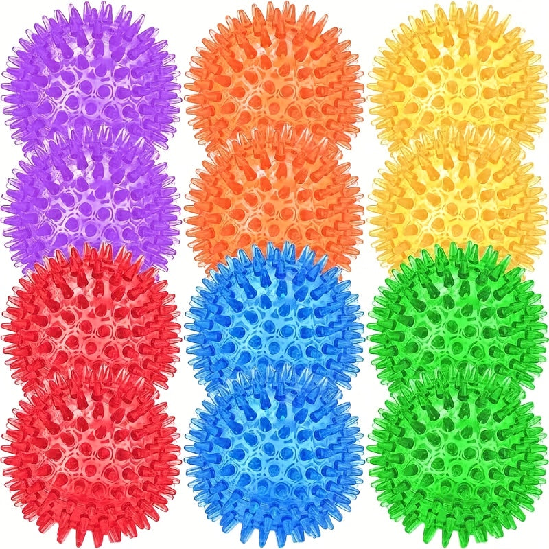 Squeaky Dog Balls for Teeth Cleaning & Training 12 Pack Durable Rubber Chew Toy Balls - Safe No Battery Design for Small to Medium Dogs, Multicolor Interactive Play Set