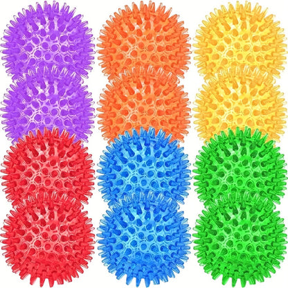 Squeaky Dog Balls for Teeth Cleaning & Training 12 Pack Durable Rubber Chew Toy Balls - Safe No Battery Design for Small to Medium Dogs, Multicolor Interactive Play Set