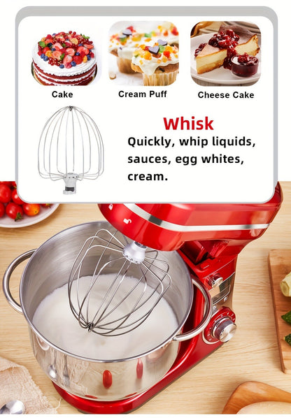 Stand Mixer 1200W 6L Stainless Steel Bowl - Kitchen Food Stand Mixer with Dough Hook, Whisk & Beater, 6-Speed Tilt-Head Electric Mixer for Baking, Kneading, Whipping, Red