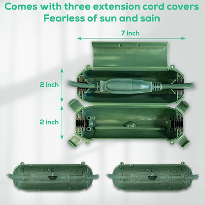 Extension Cord Splitter 1 to 3 Outlets 25FT 50FT 16/3 SJTW Pure Copper Core UV-Resistant PVC Jacket 3 Grounded Outlets for Holiday Decoration Christmas Lights Outdoor Indoor Patio Garden Black Green