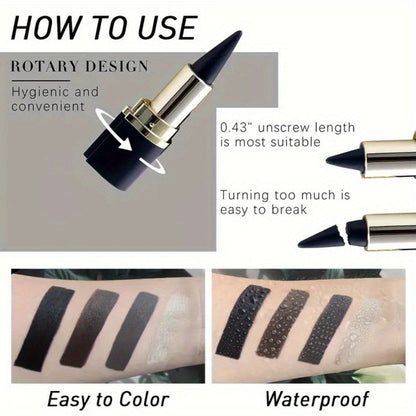 Waterproof Eyeliner Pencil 2-Pack for Women - Long-Lasting Smudge-Proof Sweat-Resistant Black Liner, Smooth Multi-Use Eye Design for Bold Winged Smoky Looks, Beginner-Friendly Everyday Makeup Set