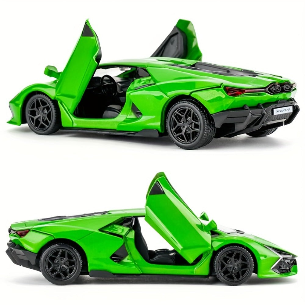 Lamborghini Diecast Car Model 1:36 Scale Alloy Pullback with Openable Doors | Aerodynamic Supercar Replica | Collectible Toy Gift for Kids Adults Orange Green Red