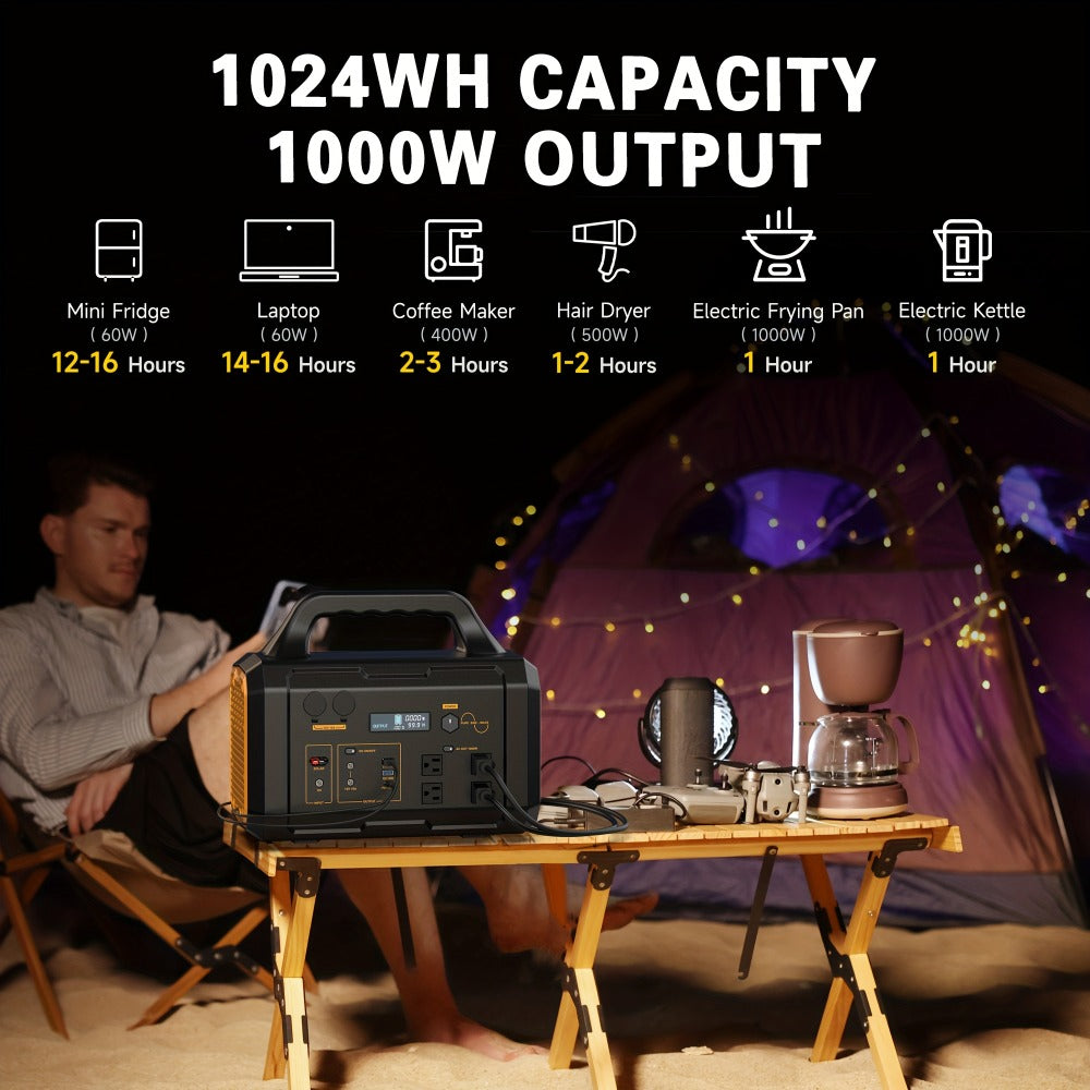 Portable Power Station 1075Wh/294Wh – 1000W/300W Solar Generator, Lithium Battery, 120V AC Outlet, for RV, Camping, Hiking, Fishing & Emergency Backup