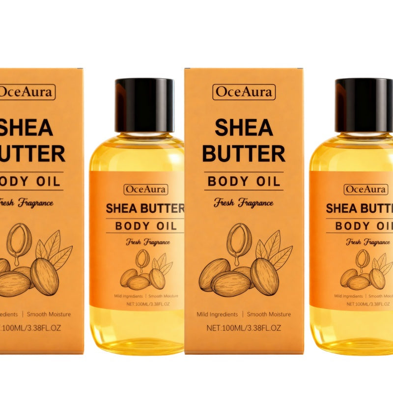 Shea Butter Body Oil Moisturizing Non-Greasy Fast Absorbing Lightweight Formula – Gentle Mild Cleansing Soft Smooth Skin All Body Daily Skin Care Value Pack 3.38oz 2pcs