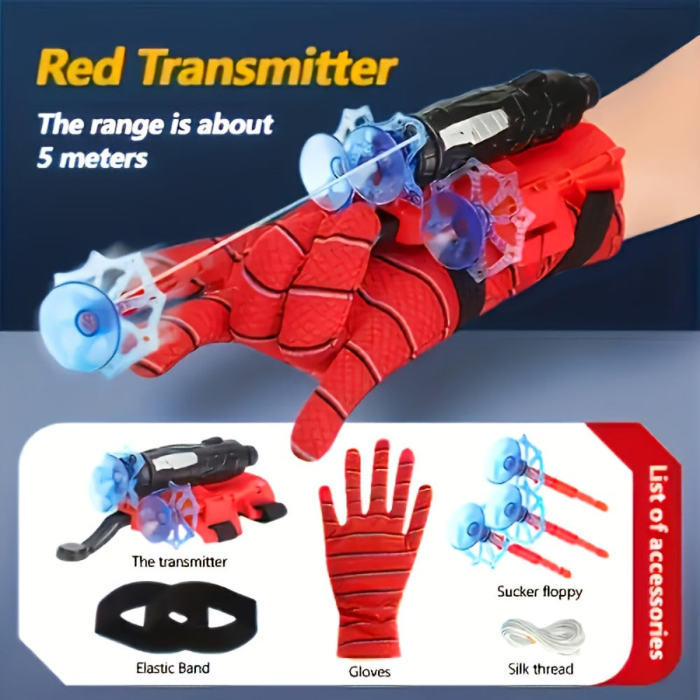 Wrist Spider Web Shooter Toy for Kids & Teens – Superhero Web Launcher Set with Eye Mask Target & Water Gun, Outdoor Party Gift Boys Halloween Easter Birthday