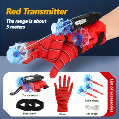 Wrist Spider Web Shooter Toy for Kids & Teens – Superhero Web Launcher Set with Eye Mask Target & Water Gun, Outdoor Party Gift Boys Halloween Easter Birthday