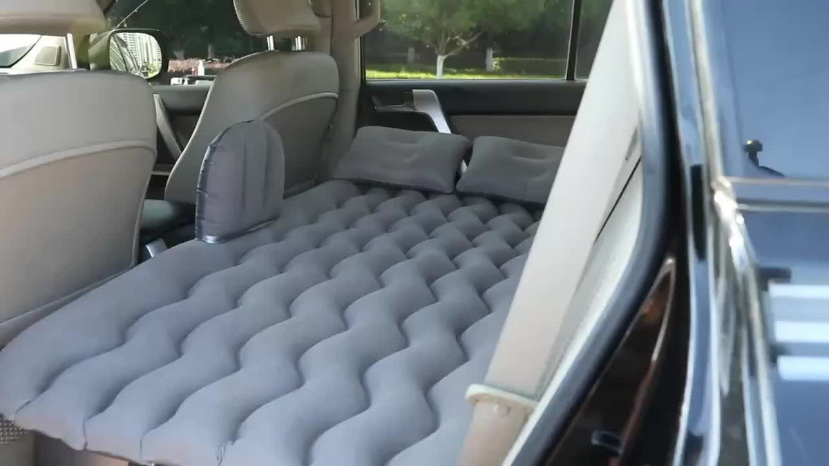 Premium Blue Gray And Beige Black Portable Inflatable Car Mattress, Car Beds for Vehicles, PVC Material, Suitable for Backseat Sleeping, Outdoor Camping Picnic Travel Cushion Bed, Car Additions for Men