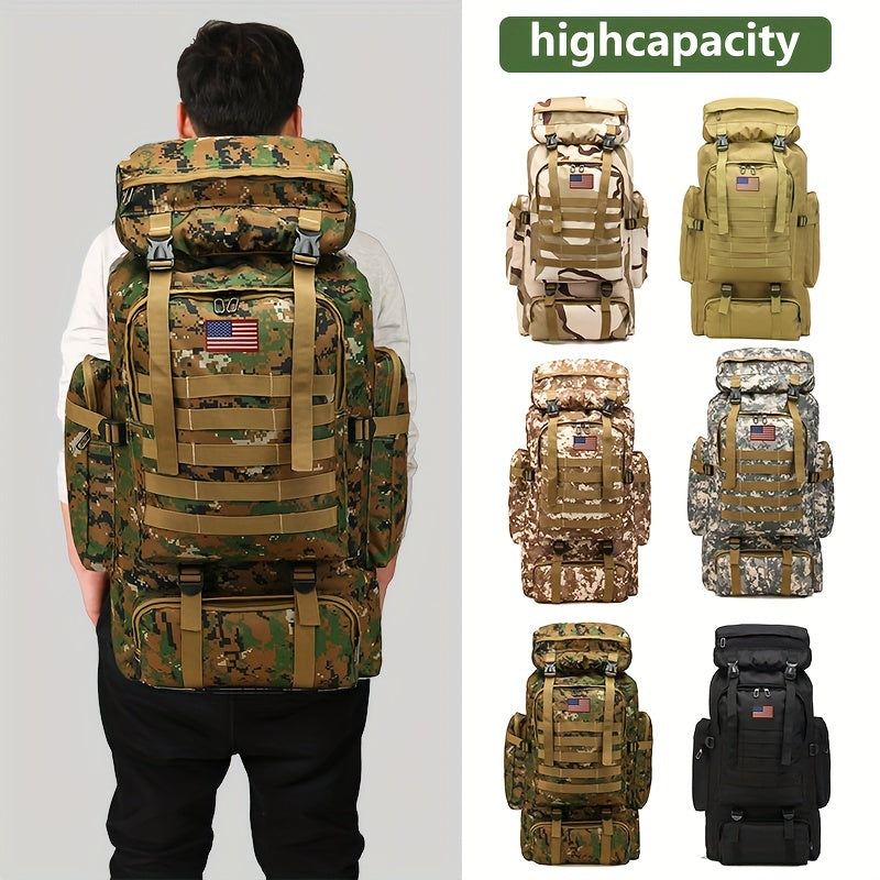 Military Hiking Backpack 80L – Tactical 3-Day Assault Pack Oxford Fabric DIY System for Camping Hunting Travel Unisex