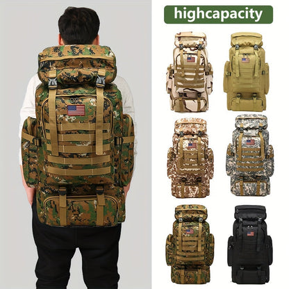 Military Hiking Backpack 80L – Tactical 3-Day Assault Pack Oxford Fabric DIY System for Camping Hunting Travel Unisex