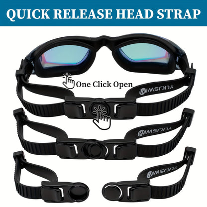 Anti-Fog Swim Goggles 2 Pack for Adults & Youth – Professional Mirrored Pool Goggles with UV Protection, No-Leak Wide View Lens, Adjustable Strap for Men Women Kids Swimmers