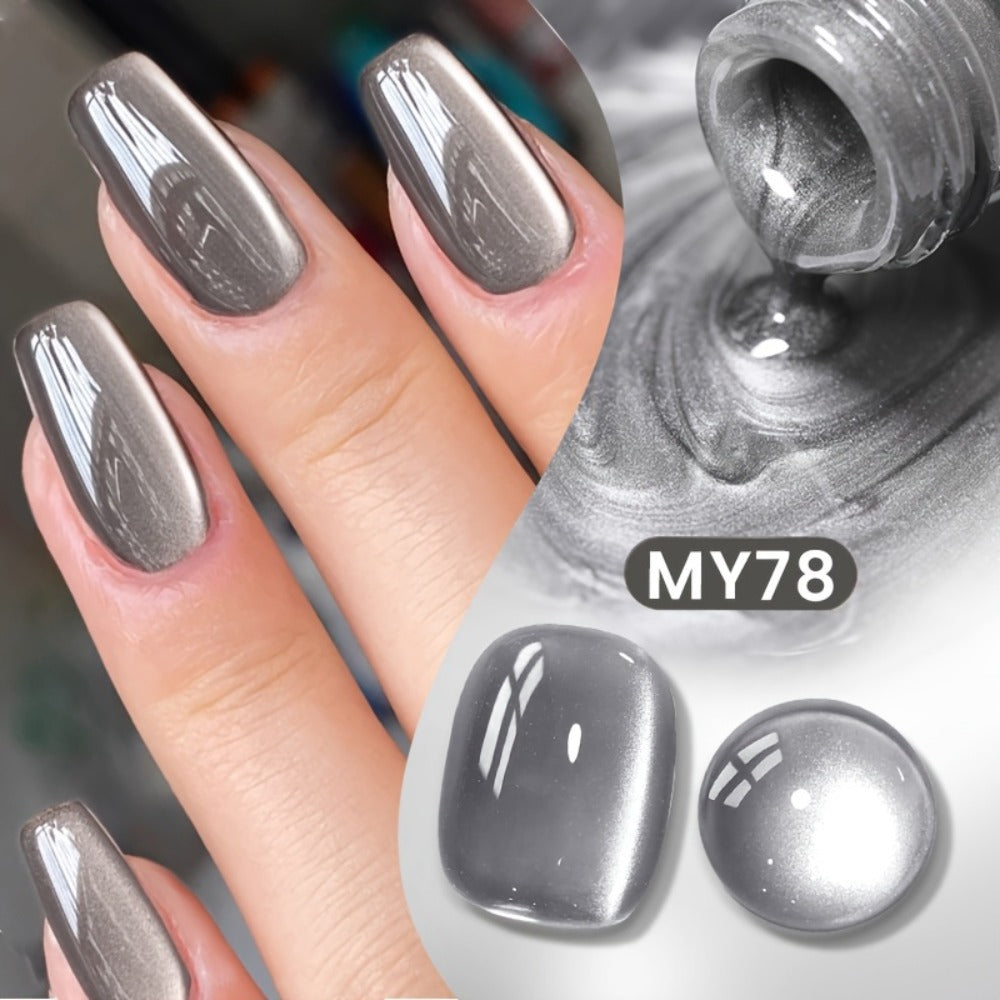 Cat Eye Magnetic Gel Polish Smoky Ash Grey 10ml BORN PRETTY — Semi-Permanent Soak-Off UV LED High Gloss Nail Varnish with Cat Eye Magnet Included, Long-Lasting Salon & Home DIY Nail Art Women