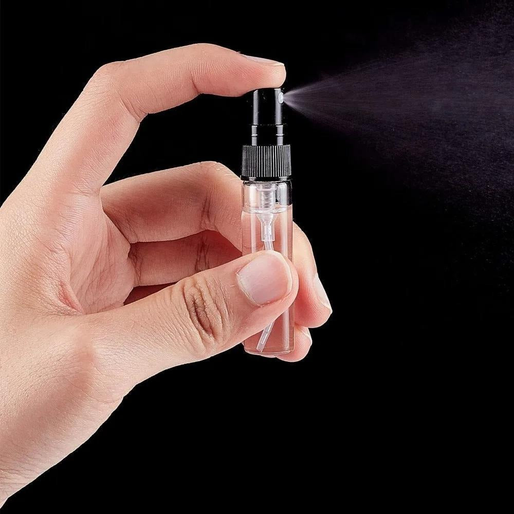 Mini Glass Spray Bottles 5ml 50 Pack Fine Mist Atomizer Refillable Black UV Glass Travel Perfume Bottles for Perfume Cologne Essential Oil Facial Mist Toner Setting Spray Sampling