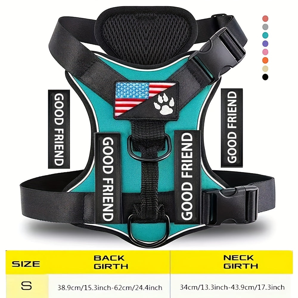 Service Dog Harness with 5 Patches – Reflective Adjustable Oxford Vest with Inner Mesh Layer, Service Dog ID System for Small Medium Large Dogs, XS–XL, 5 Colors
