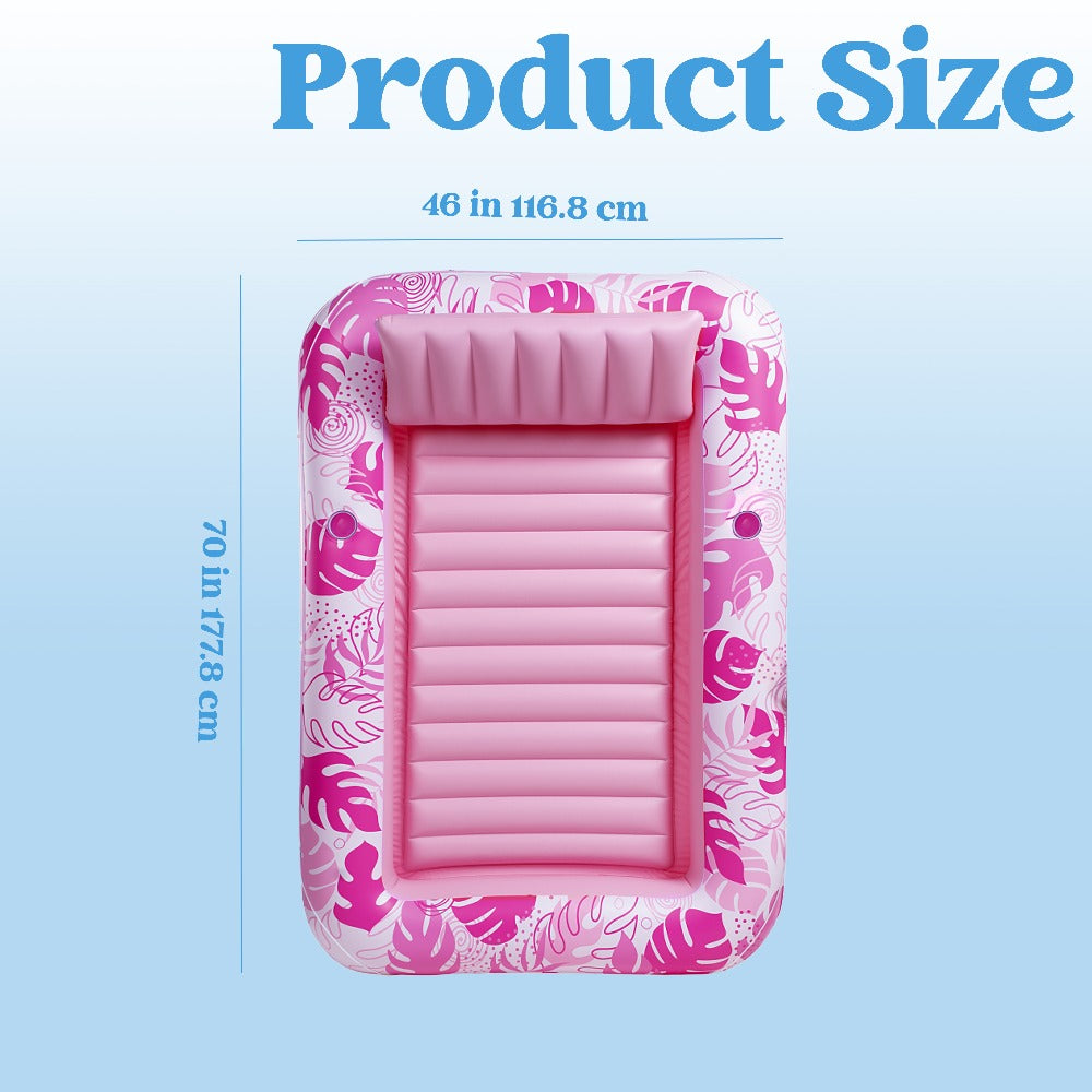 Hot Pink Inflatable Suntan Pool Float Lounger – 4-in-1 Tanning Raft with Built-In Pillow, Sunbathing Bed & Ball Pit | Large 1-Person or XL 2-Person Adult Pool Floatie for Pool Lake Beach