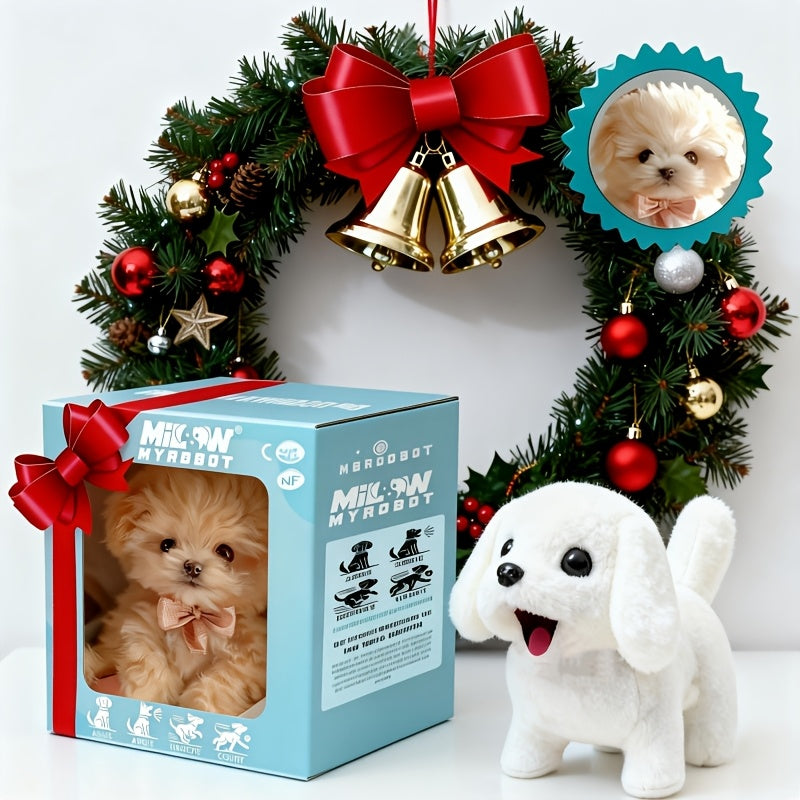 Walking Dog Toy for Kids Soft Furry Interactive Puppy That Walks and Barks with Ribbon Electronic Pet Toy for Boys Girls Toddlers Birthday Christmas Gift Animal Lovers
