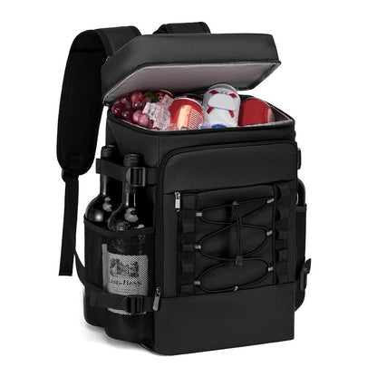Insulated Cooler Backpack Leakproof Thermal Lunch Bag, Large Capacity Waterproof Cooling Rucksack for Camping, Hiking, Picnic & Beach, Foldable Soft Cooler Bag for Men & Women, Black & Grey
