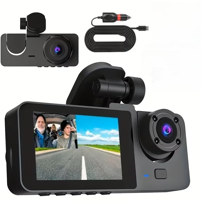 PODOFO Dual Camera Dash Cam 1080P, Suitable for Cars, 4-Channel Front/Rear/Left/Right, 3.16-inch IPS Screen, Night Vision, Loop Recording, 24-Hour Parking Monitoring with G-Sensor/Motion Detection, Optional 64GB Memory Card, Vehicle Security Camera