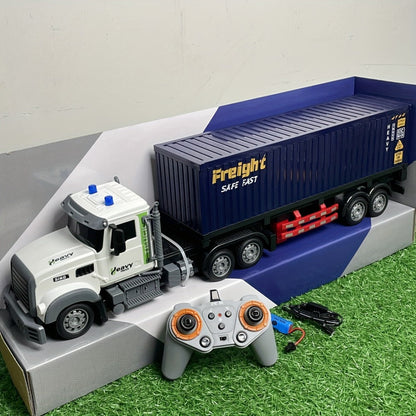 RC Container Semi Truck 1:24 Scale 23.6-Inch Extra Large | 2.4G 100ft Range, Load Cargo, USB Rechargeable | Remote Control Truck Toy for Kids Boys Girls Ages 6+