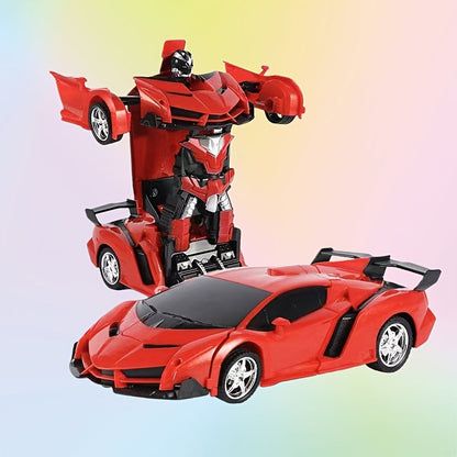 Transforming RC Robot Car for Kids 2.4GHz – One-Button Deformation Stunt Car 360 Drift LED Lights, Remote Control Toy Gift for Boys Ages 3 4 5 6 7 Birthday Easter Christmas (Red/Blue/Yellow)