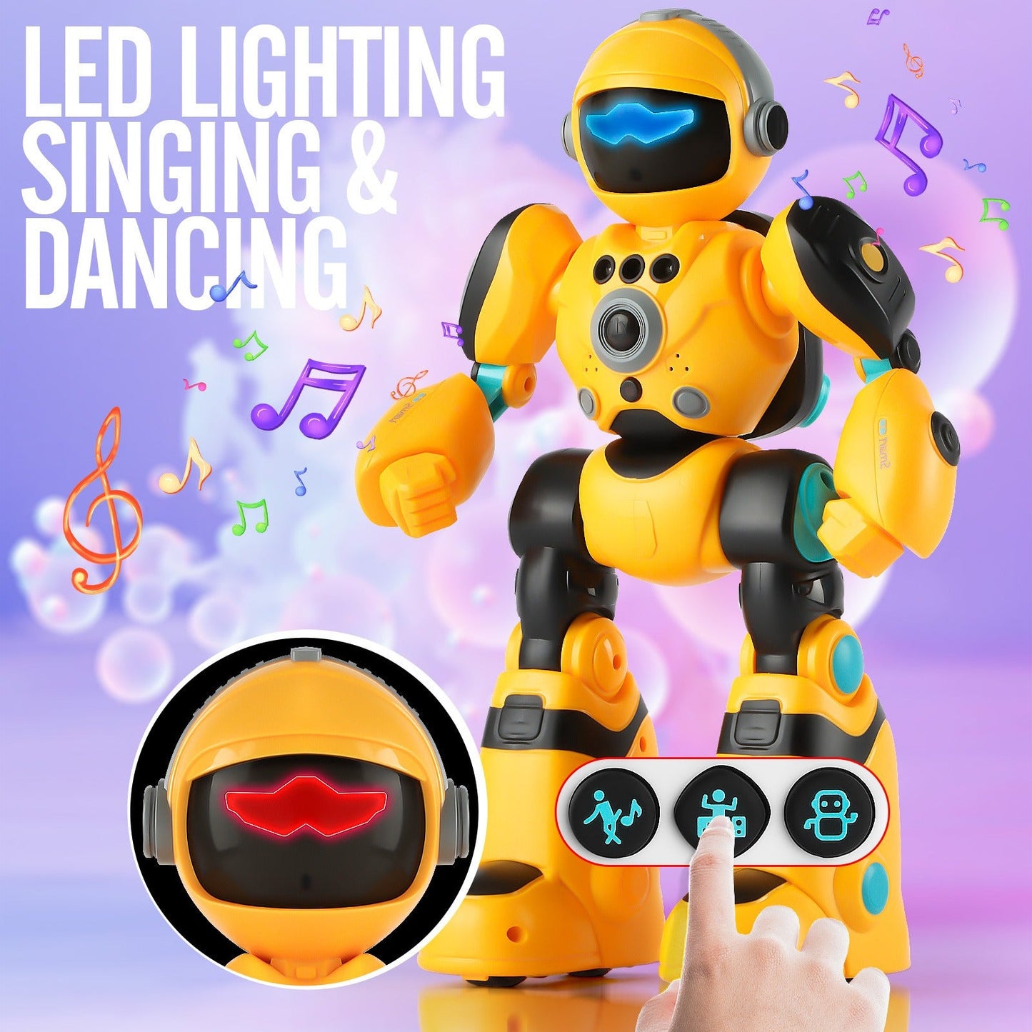 Gesture Control RC Robot Toy for Kids – Voice Recording, Programming, EMO LED Infrared Intelligent Interactive Robot, STEM Gift for Boys Girls Ages 6 7 8 9 10, Birthday Christmas (Green/Blue/Yellow)